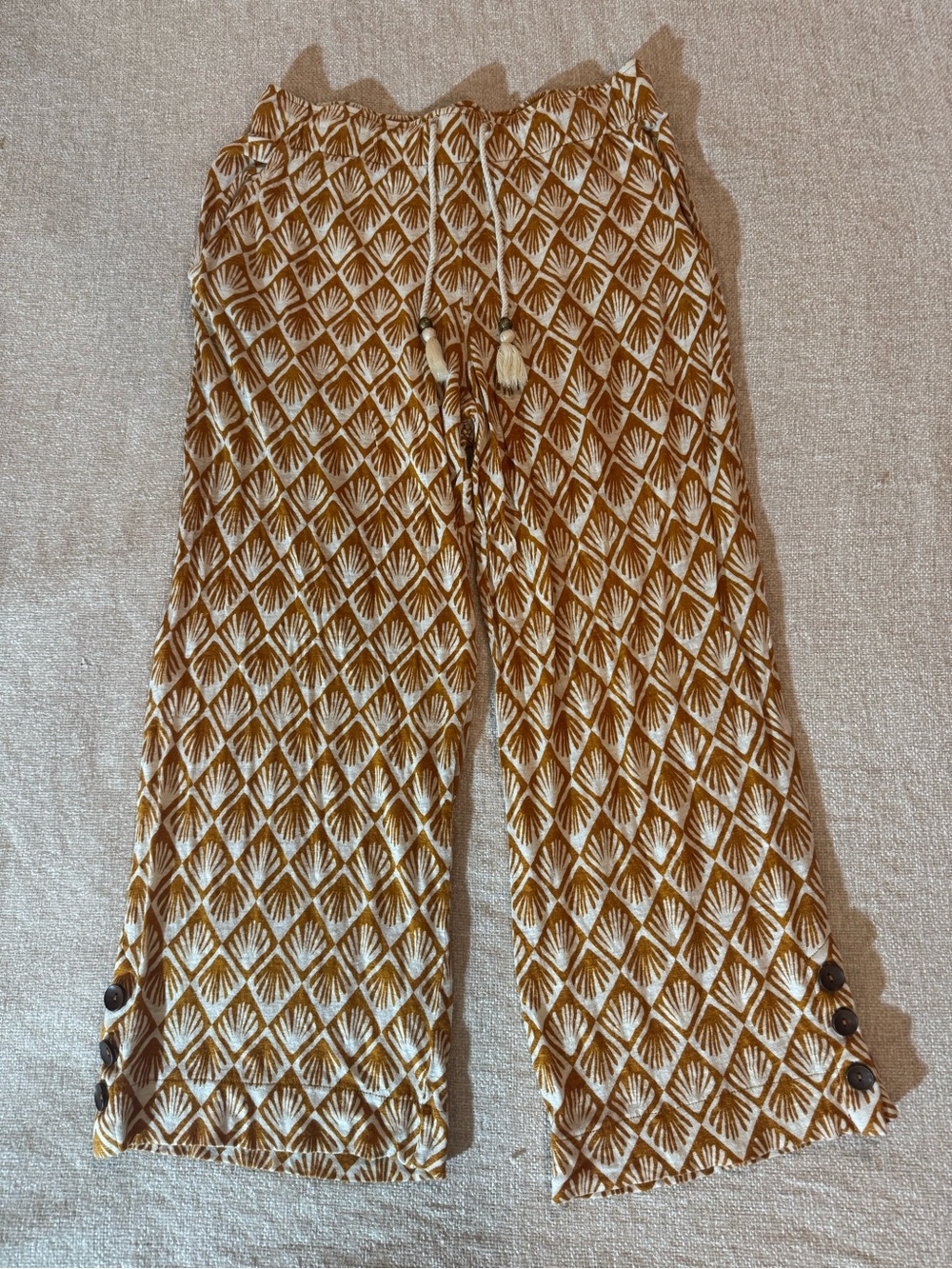 C&C California 100% Linen Wide Leg Cropped Pants Medium